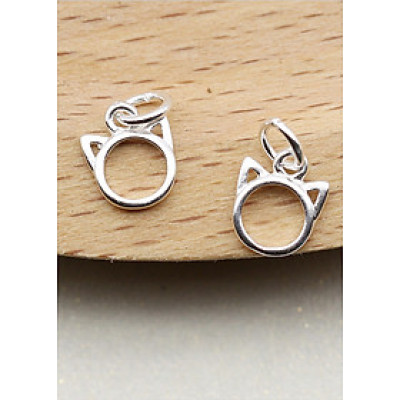 Combo 10 cái charm bạc hình con mèo treo - Ngọc Quý Gemstones