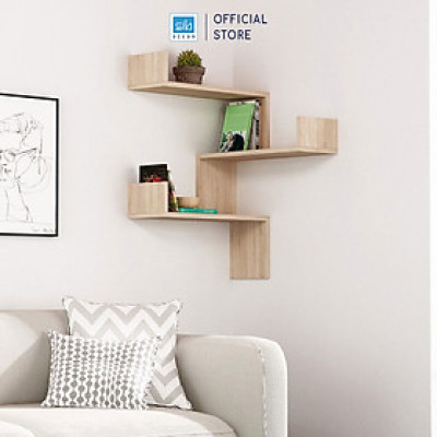 Kệ Gỗ Trang Trí Treo Góc Tường Đơn Giản Thích Hợp Để Sách, Đồ Trang Trí, Chậu Cây SIB Decor KT418