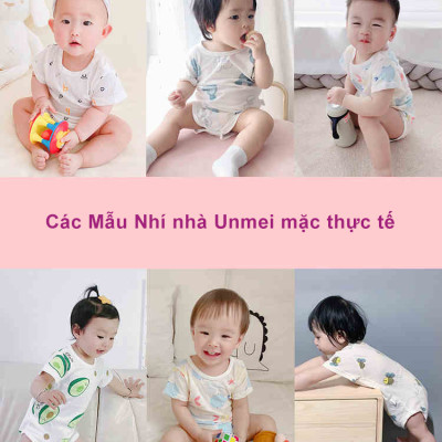 Combo 2 Bộ Đồ Áo Liền Quần Cho Bé Trẻ Sơ Sinh Bodysuit Vải Thoáng Mát Mùa Hè màu Trắng Họa tiết vui nhộn (Giao màu Ngẫu nhiên)