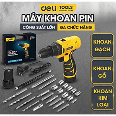 Máy Khoan Bắt Vít Deli Chính Hãng Pin 12V - Nhỏ Gọn, Tiện Dụng - Dùng Cho Sửa Chữa Vật Dụng - DL600012
