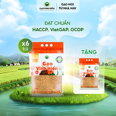 Đặc sản Tiền Giang - Combo 6 túi Gạo Lứt VietGAP 2kg tặng thêm 1 túi Lứt VietGAP 2kg - Đạt chuẩn VietGAP và OCOP 4 sao