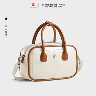 Túi Yuumy ( Thời trang nữ bo góc phối chỉ nổi size 23 - Túi đeo chéo da Glossy YN303 )