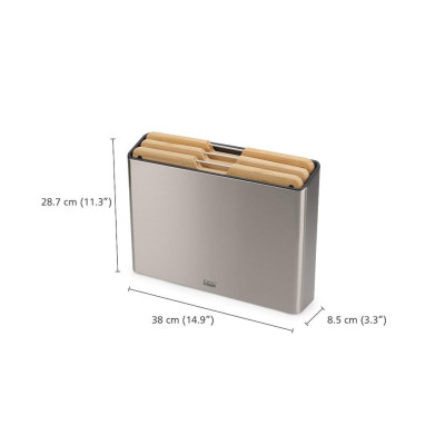 Bộ 3 thớt tre kèm hộp kháng khuẩn Jospeh Jospeh - hỗ trợ chống trượt, giúp căn bếp sang trọng chuẩn Châu Âu - 008425