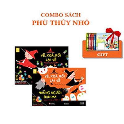 Combo bộ sản phẩm Vẽ, xóa, rồi lại vẽ - Phù thủy nhỏ (tặng hộp chì màu sáp) 