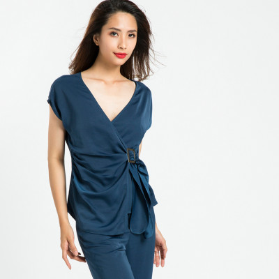 Áo Thắt Eo Áo Kiểu Đẹp Thời trang thiết kế Hity TOP089 (Xanh Thủy Thủ Sailor)