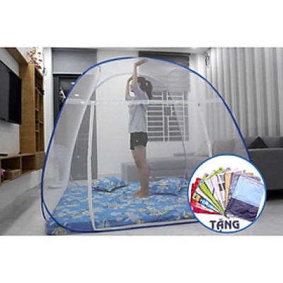 Mùng chụp chống muỗi tự bung xếp gọn đỉnh rộng MỘC MIÊN -Màn chụp xếp gọn  [Tặng Cặp vỏ Gối]