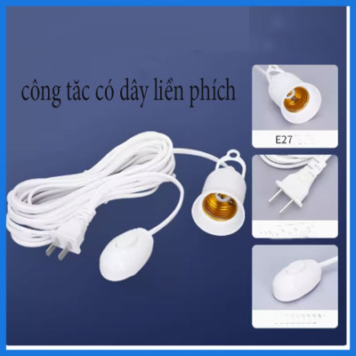 Đuôi Đèn LED Dây Nối Dài 3-4M Có Công Tắc Tiện Dụng, Đui xoáy E27 liền dây có công tắc dài , chuôi đèn kèm dây ngoài trời , gia đình, nhà vườn
