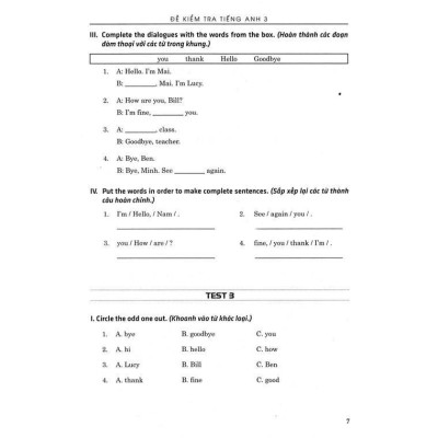 Sách - Đề Kiểm Tra Tiếng Anh Lớp 3 - Có Đáp Án - Biên Soạn Theo Chương Trình GDPT Mới - Hồng Ân