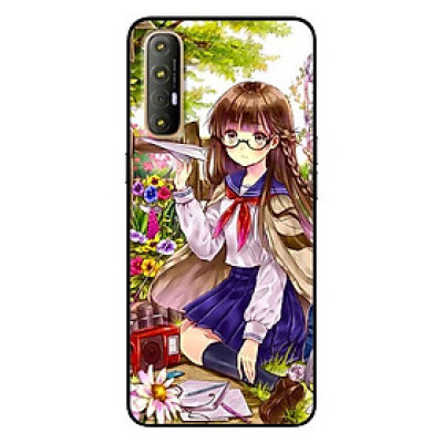 Ốp lưng dành cho Oppo Reno 3 Pro mẫu Cô Gái Mắt Kính Đen