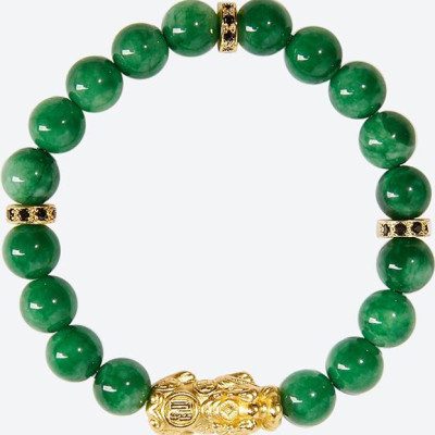 Vòng tay đá cẩm thạch sơn thủy charm tỳ hưu bọc vàng 24k Ngọc Quý Gemstones