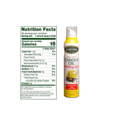 Dầu Ăn Dạng Xịt Hạt Cải Mantova (147ml) - Canola Oil Spray (147ml) - Ít calo, ăn kiêng, 100% nguyên chất không phụ gia