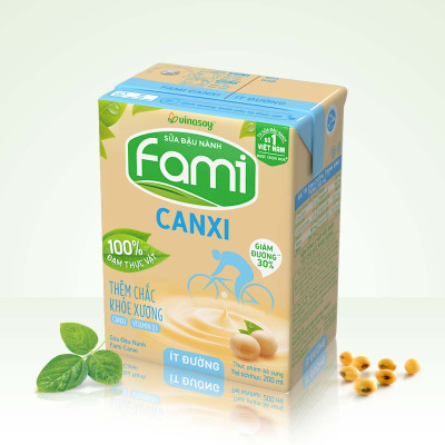 Thùng Sữa đậu nành Vinasoy Fami Canxi ít đường (200ml x 36 Hộp)