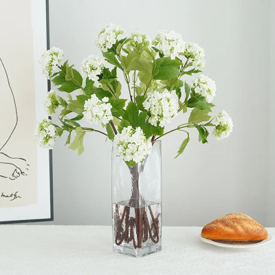 Hoa Cẩm tú cầu giả - Thân gỗ cành 3 bông hoa - Cây giả, hoa lụa Decor trang trí nhà cửa.