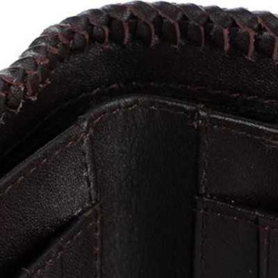 Bóp nam Huy Hoàng da cá sấu nguyên con đan viền màu đen HT2762