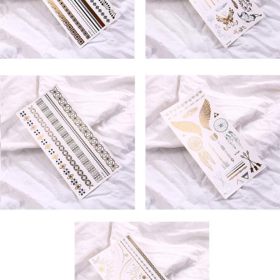 COMBO 5 Hình Xăm Dán Nhũ Ánh Kim Tatoo Nghệ Thuật 3D Họa Tiết Henna 21*15cm