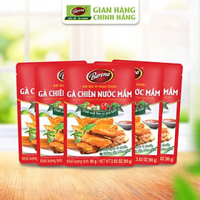 Combo 5 gói Gia Vị Gà Chiên Nước Mắm Barona 80g tươi ngon chuẩn vị không cần nêm nếm