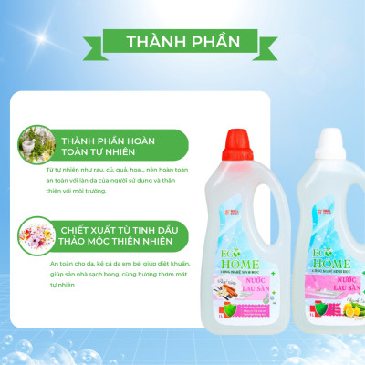 Nước Lau Sàn Công Nghệ Sinh Học ECOHOME 1 Lít Hương Quế Sả Chanh Giúp Tẩy Sạch Bụi Bẩn Trên Bề Mặt Sàn