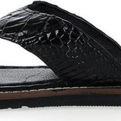 Dép da cá sấu Huy Hoàng kiểu kẹp màu đen HT7233