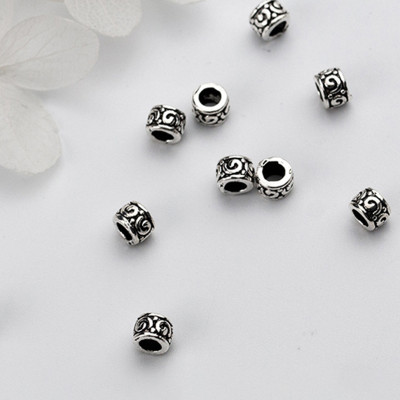 Combo charm bạc hình trụ chặn hạt họa tiết hoa văn - Ngọc Quý Gemstones