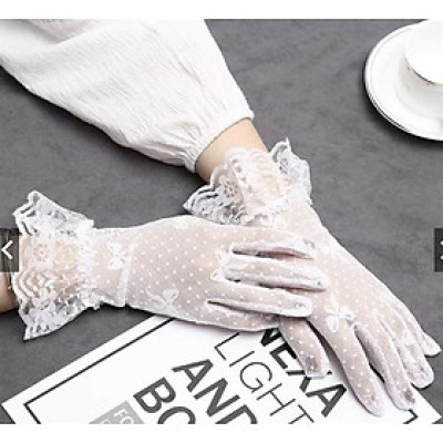 Găng tay lưới nơ chìm ren cổ tay bèo mẫu găng tay cưới cô dâu mới 2022 Giangpkc màu trắng