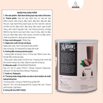 Thùng 12 Hộp Sữa Hạt Từ Gạo Lứt Hữu Cơ Nảy Mầm 24Grains Vị Socola Tự Nhiên Cho Trẻ Từ 3 Tuổi & Cả Gia Đình