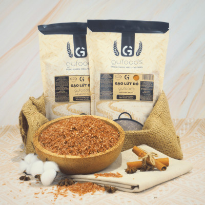 Gạo lứt GUfoods (đỏ / đen tím than) (túi 1kg) - Healthy, Thực dưỡng, Eat clean