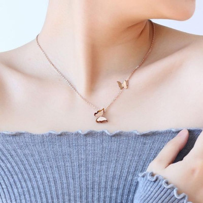 Dây chuyền nữ titan thời trang con bướm phun cát thép không gỉ trangsucpt có 3 màu sắc DCNUT11