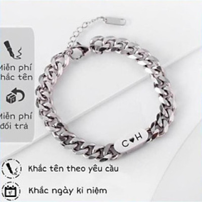 [Khắc tên] [Ghi Chú] Lắc tay nam nữ Khắc Tên theo yêu cầu, Vòng tay đôi lắc ngắn Shop làm quà