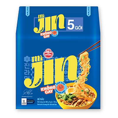 Lốc 5 gói mì Jin Không Cay Otoki hương vị chuẩn Hàn, đậm đà thơm ngon(120gx5)