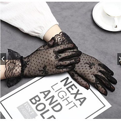 Găng tay lưới nơ chìm ren cổ tay bèo mẫu găng tay cưới cô dâu mới 2022 Giangpkc màu đen