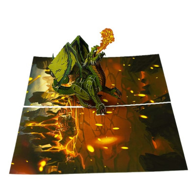 Thiệp 3D Rồng Phun Lửa Huyền Bí – Thiệp Pop Up Độc Đáo, Sáng Tạo, Tặng Sinh Nhật, Game Thủ, Fan Fantasy, A33