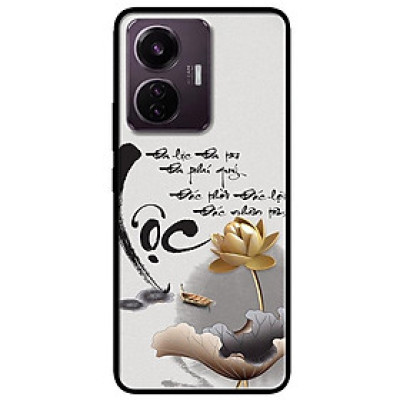 Ốp lưng cho Vivo V23e - Y31 -Y51 - Y55 - Y55s - Y55 2022 - Thư Pháp Lộc Sen Vàng - Hàng Chính Hãng