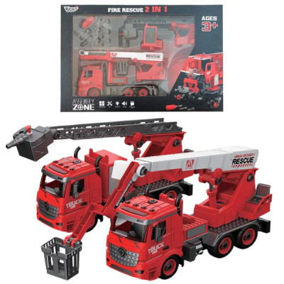 Đồ Chơi Lắp Ráp DIY 2 Trong 1 Xe Cứu Hỏa Có Đèn Và Âm Thanh - Vecto VT9087