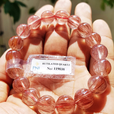 Vòng Tay Thạch Anh Tóc Đỏ Tự Nhiên 11mm