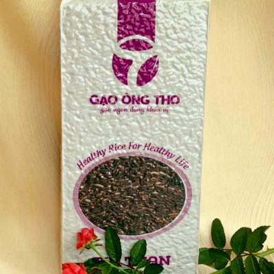 Combo 2 sản phẩm Gạo Ông Thọ - Lứt Tím Than túi 1kg hút chân không cao cấp. Gạo sạch hữu cơ dinh dưỡng cho sức khỏe