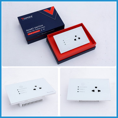 Ổ cắm chống giật cho phao điện, bồn, bể ngầm Vconnex. Nút bấm cảm ứng bật tắt an toàn.