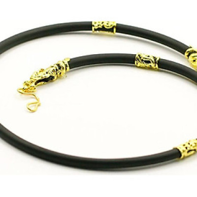 Dây chuyền nam cao su bọc đầu rồng mạ Vàng 24k D4