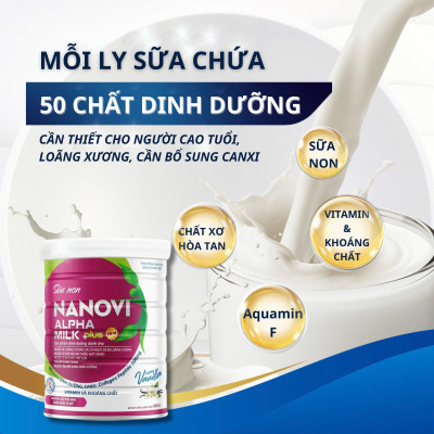COMBO 2 lon Sữa Non Nanovi Alpha Milk Plus bổ sung Canxi 
