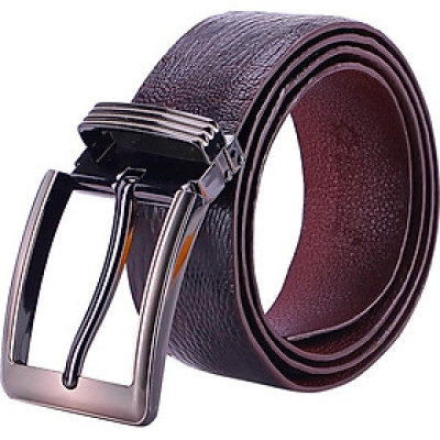 Thắt Lưng Nam Da Đà Điểu Bản Lớn Trơn Đầu Kim Màu Nâu Đất Huy Hoàng HT4430 - Nâu Đất