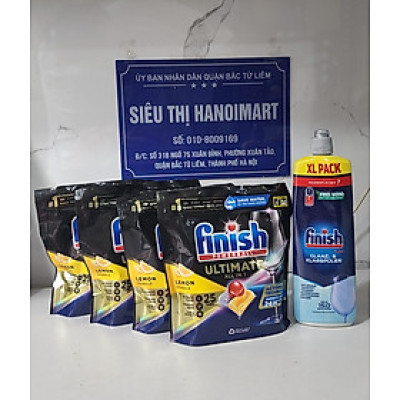 Viên rửa bát Finish Quantum Ultimate 100 V + Nước làm bóng Finish 750ml