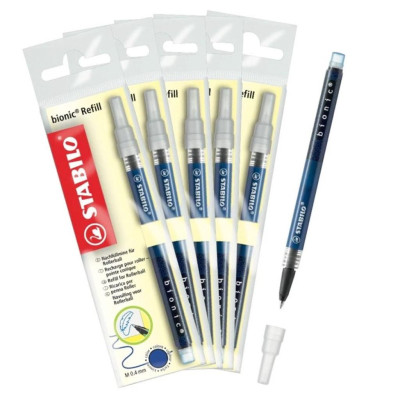 Bộ 5 Ruột bút bi nước STABILO Bionic (BNCR/5) - Đen