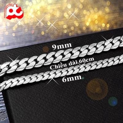 Dây chuyền cao cấp thép không gỉ titan nam đẹp lặc khít chạm 2 bên trangsucpt kích cỡ 6mm PTDCNA56