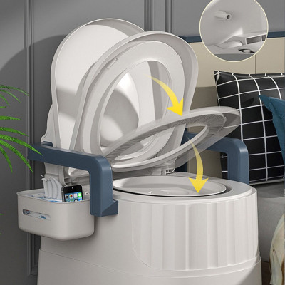 Toilet di động, Bồn cầu di động cho người già có tay vịn kèm bô bên trong, có tựa lưng chắc chắn cao cấp CHÍNH HÃNG