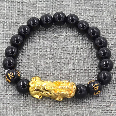 Vòng Tay Tỳ Hưu May Mắn Thạch Anh Đen