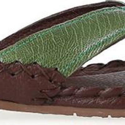 Dép nữ Huy Hoàng da đà điểu màu xanh rêu HT7409