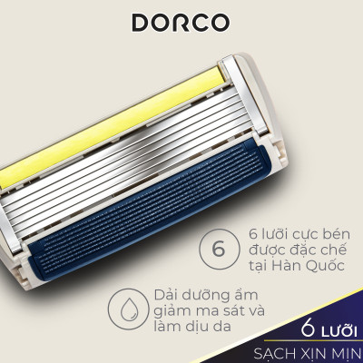 DORCO PACE 6 - Dao Cạo Hàn Quốc 6 Lưỡi - Hộp Gồm 4 Đầu Cạo