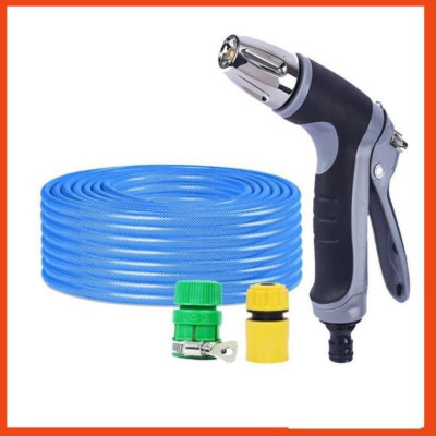 Bộ dây vòi xịt nước rửa xe, tưới cây,tăng áp 3 lần cút nhựa nối nhựa vàng loại 7-10m 206817