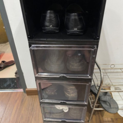 Combo 5 Hộp Đựng Giày Nhựa Cứng Cao Cấp Size Lớn Cửa Nam Châm Lắp Ráp Tiện Lợi