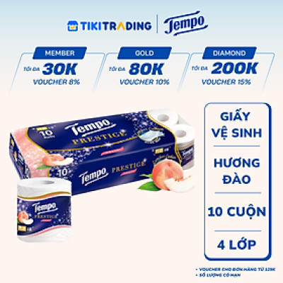 Lốc 10 Cuộn Giấy Vệ Sinh Tempo Prestige - Hương Đào
