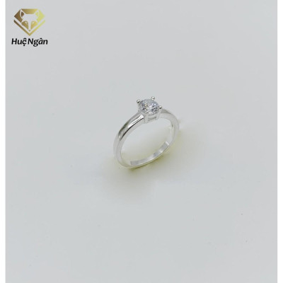 Nhẫn bạc 925 Huệ Ngân - Mặt trơn đá 5li RS104